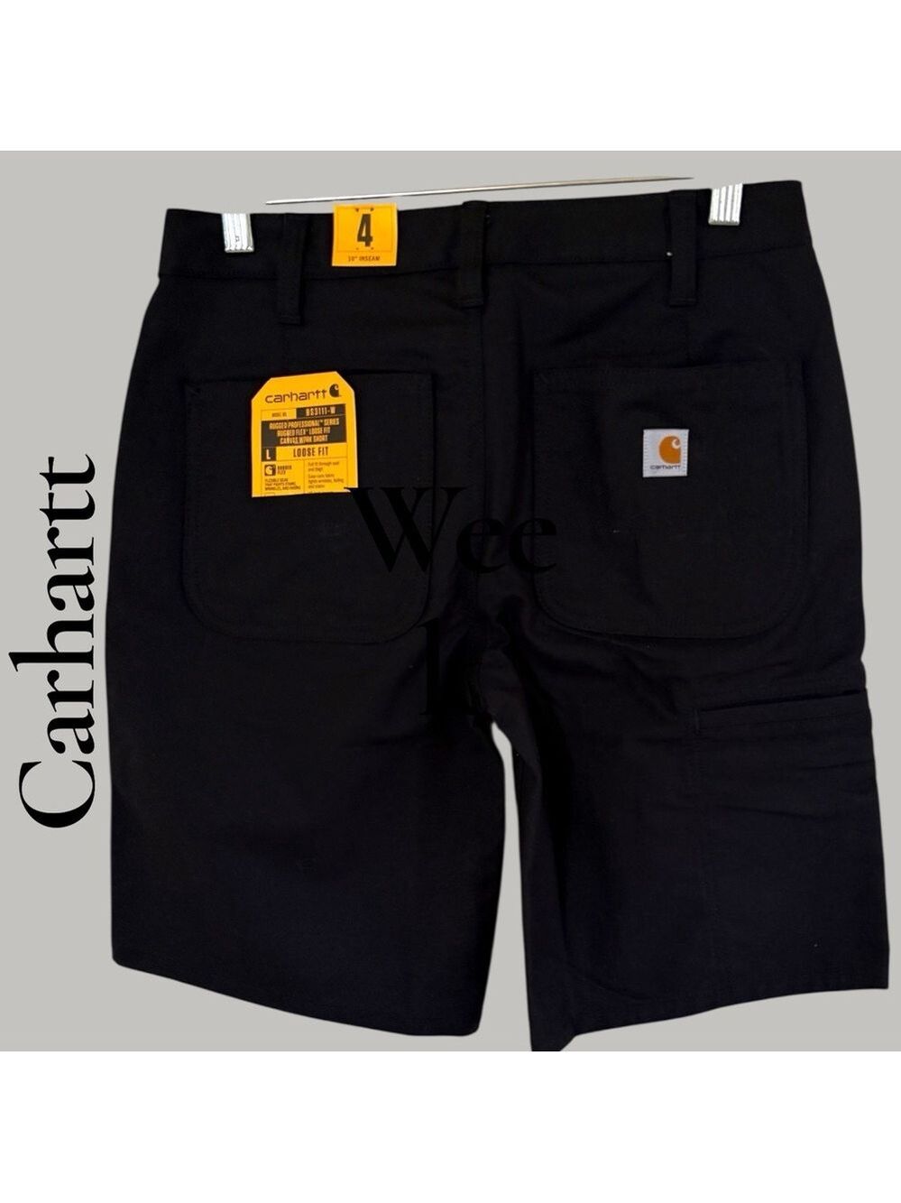 Carhartt Black Women's RUGGED FLEX® LOOSE FIT CANVAS WORK SHORT. Size 4. NWT